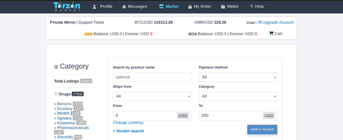 Torzon Darknet Market Link Homepage Interface