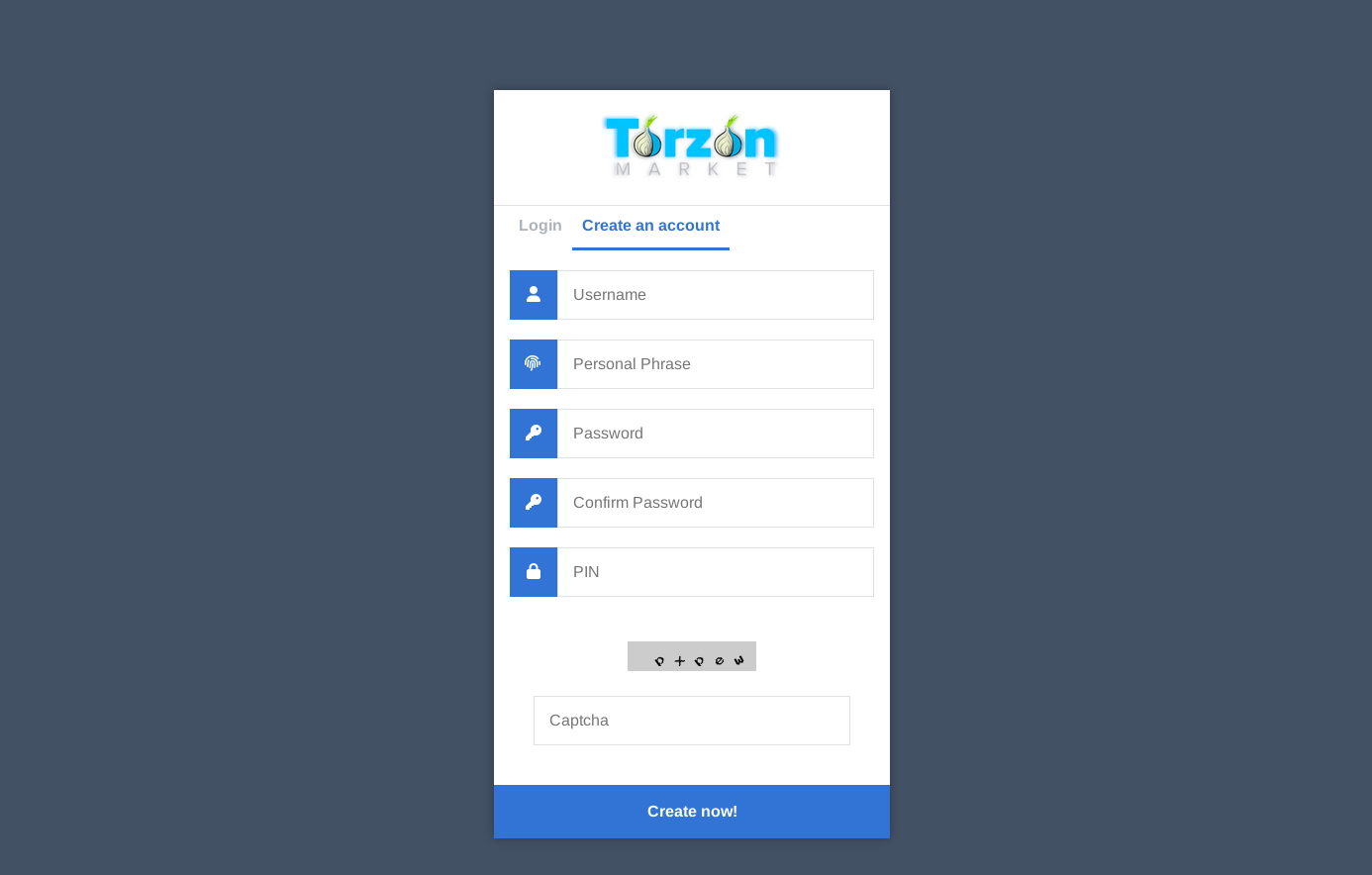 Torzon Market Registration Form